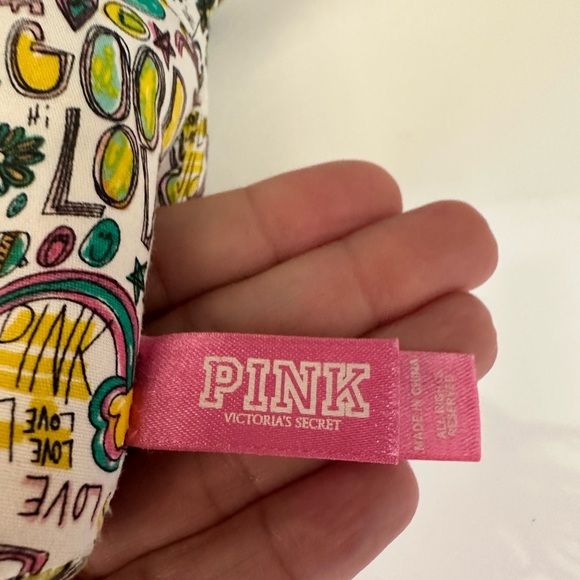 Victorias Secret PINK Doodle Dog Graffiti White Print Plush Stuffed Animal 6” - Picture 4 of 4